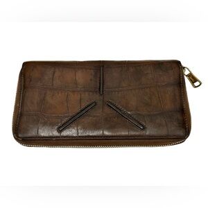 YSL Yves Saint Laurent Long Brown Zipper Wallet